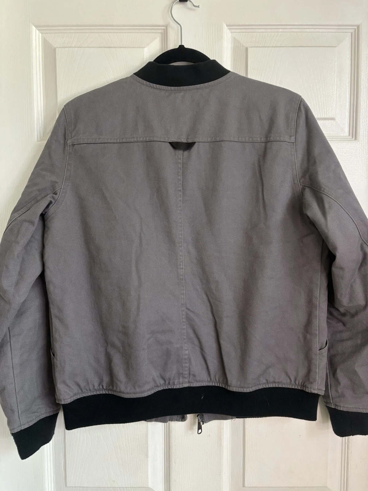 40 Grit Men's Gray/Black Bomber Jacket Full Zip Quilted Lined Pockets Size S - product detail image 5