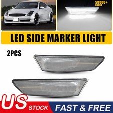 White Led Front Side Bumper Marker Lens Light Clear For 45723 Infiniti G35 Coupe