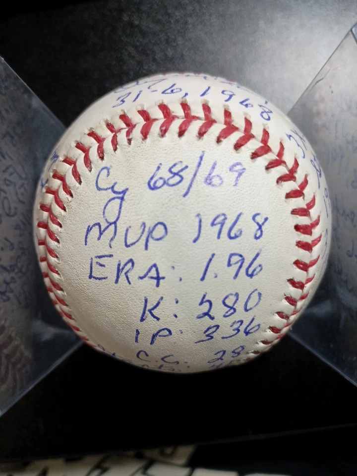 Denny McLain SIGNED Stat Ball Mickey Mantle Story 1968 MVP WSC CY YOUNG JSA - Image 2 of 4