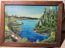 Vintage T Young "River Landscape Scene"  Oil Painting -Signed And Framed