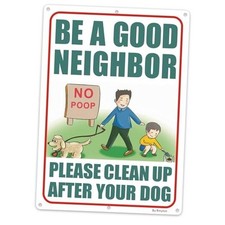 Large Clean Up after Your Dog Signs, 10" x 14" No Pooping Dog Sign for Yard