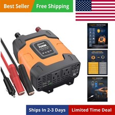750W Power Inverter 4.8A Dual USB Ports 2 AC Outlets Car Inverter DC 12V to A...