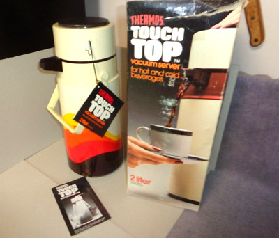 Vintage MOD Thermos Vacuum Air Pot Touch Top 1970s Coffee Water DISPENSER 2QT