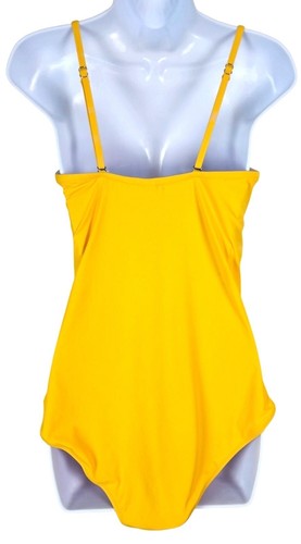 Yellow Ruched Womens One-Piece Swimsuit Adj Straps & Bandeau Option Yonique XL - 第 5/11 張圖片
