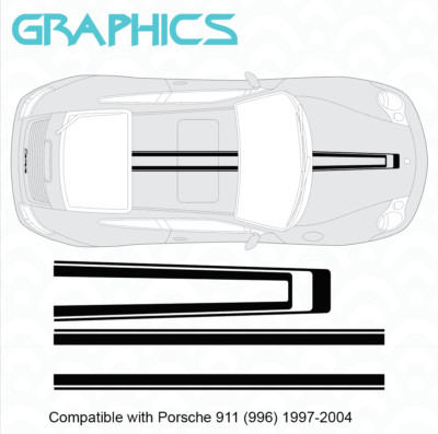 Passend für Porsche 911 996 1997-04 Motorhaubendach Doppelstreifen Aufkleber Grafik Aufkleber Set