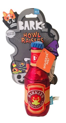 BARK HOWL RAISERS Microboo Pumpkin Ale Crinkle Squeak Dog Toy