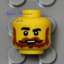 NEW Lego Pirate MINIFIG HEAD Dark Orange Brown Red Beard Mustache Castle Knight