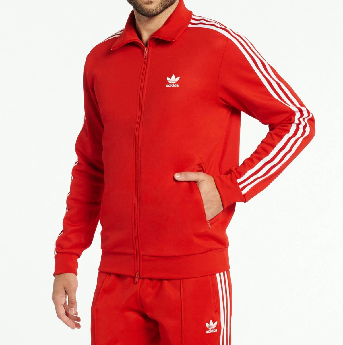 XL adidas Originals MEN'S BECKENBAUER TRACKSUIT JACKET & PANTS Red LAST1