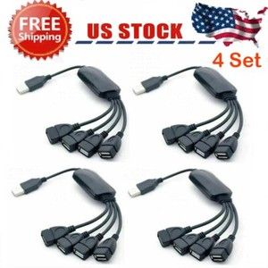 4xUSB 4 Port 2.0 High Speed Hub Octopus Splitter 480 Mbps For PC Laptop Notebook