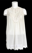 Nine West Women's White Floral Embroidered Lined Sheer Mesh Tunic Size L