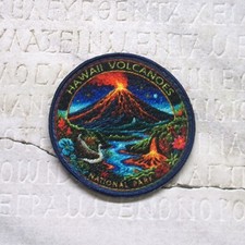 Hawaii Volcanoes National Park Patch Iron-on Applique Nature Badge, Mauna Loa