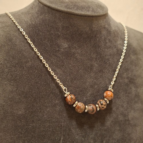 Jasper Stone Bead Necklace Simple Costume Jewellery Repurposed Beads OOAK - Picture 19 of 19