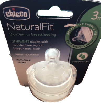 Chicco Natural Fit 3M 2Pk Medium Flow Satin Textured Anti-Colic Valve Bio-Mimics