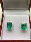 Yellow Gold Women's Stud Earrings 1.00 Lab-Created Green Emerald Solid 14k