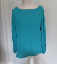 ANN TAYLOR LOFT size Sm emerald green pullover poly 3/4 sleeve blouse
