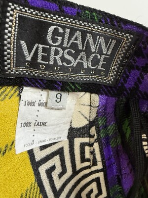 GUILTY PARTIES ヴェルサーチ Vtg Gianni Versace Multicolor Plaid Pleated Skirt US6 IT40