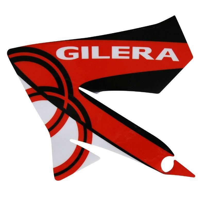 Déco logo aile avant gauche d'origine Piaggio pour Gilera SMT et RCR après 2013 blanc et rouge