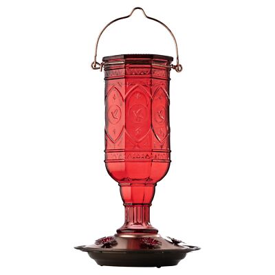 Red Jewel Hummingbird Feeder   20oz Glass Feeder with 5 Feeding Stations