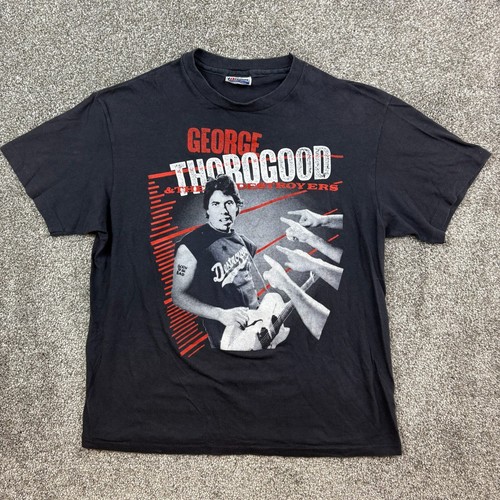 Thorogood, Vintage 1988 George Thorogood & The Destroyers Shirt Mens Large Black Bad