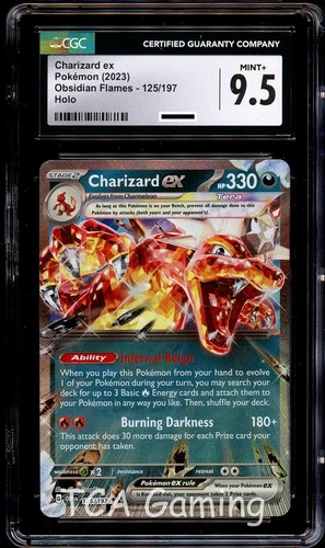CGC 9.5 MINT+ Charizard Ex 125/197 HOLO RARE Obsidian Flames Pokemon Card