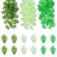 600pcs Acrylic Leaf Charm Leaf Drops Pendant Transparent Small Tree Leaves Beads