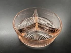 Vintage Pink Depression Glass Divided Dish 3 Section Starburst 5”