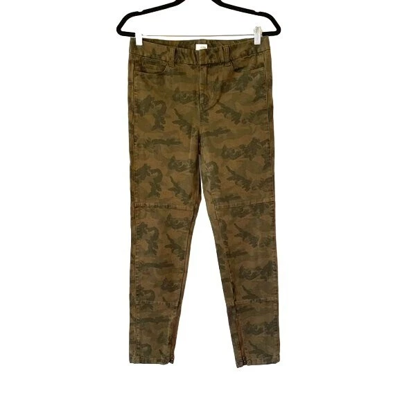 Pantalones de estilo cargo con cremallera en el tobillo y camuflaje ajustado crudo para mujer talla SM Denim Streetwear Foto 3 de 4