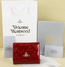 Vivienne Westwood Gamaguchi Trifold Wallet Color Red Orb Coin Purse New YK362