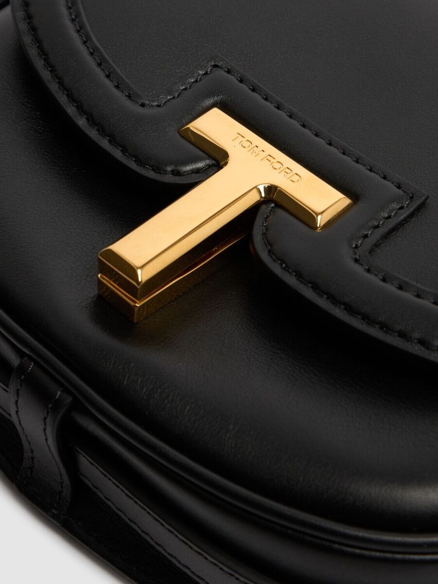 TOMFORD シャイニー スタンプ エンボス ウォリス ミニ バッグ TOM FORD Wallis Mini $2850 Black Smooth Leather Crossbody