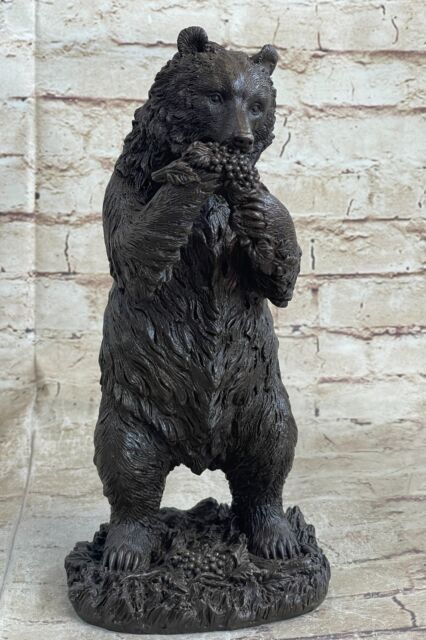 Estate Bronze Grizzly Kodiak Bear with Grape statue sculpture Very Detailed Gift Estate Bronze Grizzly Kodiak Bear with Grape statue sculpture Very Detailed Gift