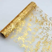 Glitter Metallic Gold Table Runner 11 Inch X 49 Feet Thin Mesh Sparkle Runner...