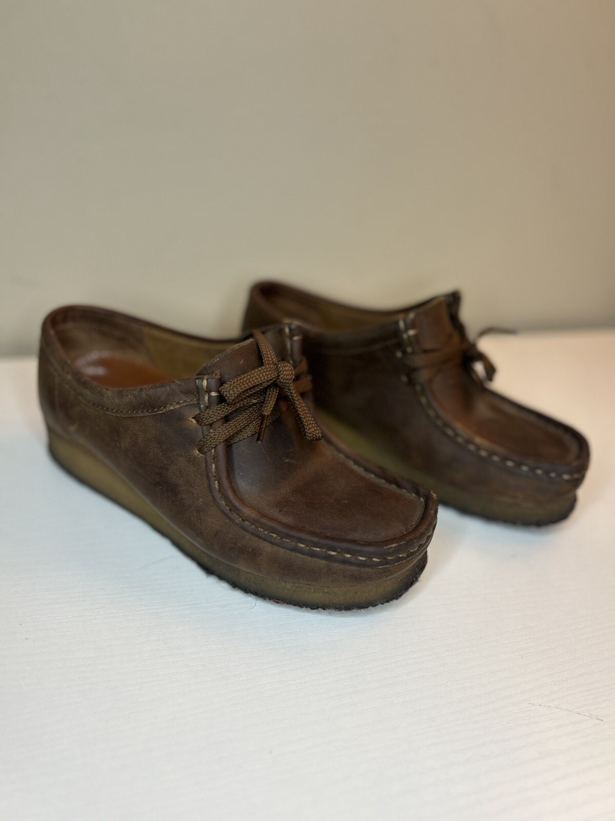Clarks Originals Wallabee Men's Beeswax Leather Lace-Up Shoes Size 7M Vintage
