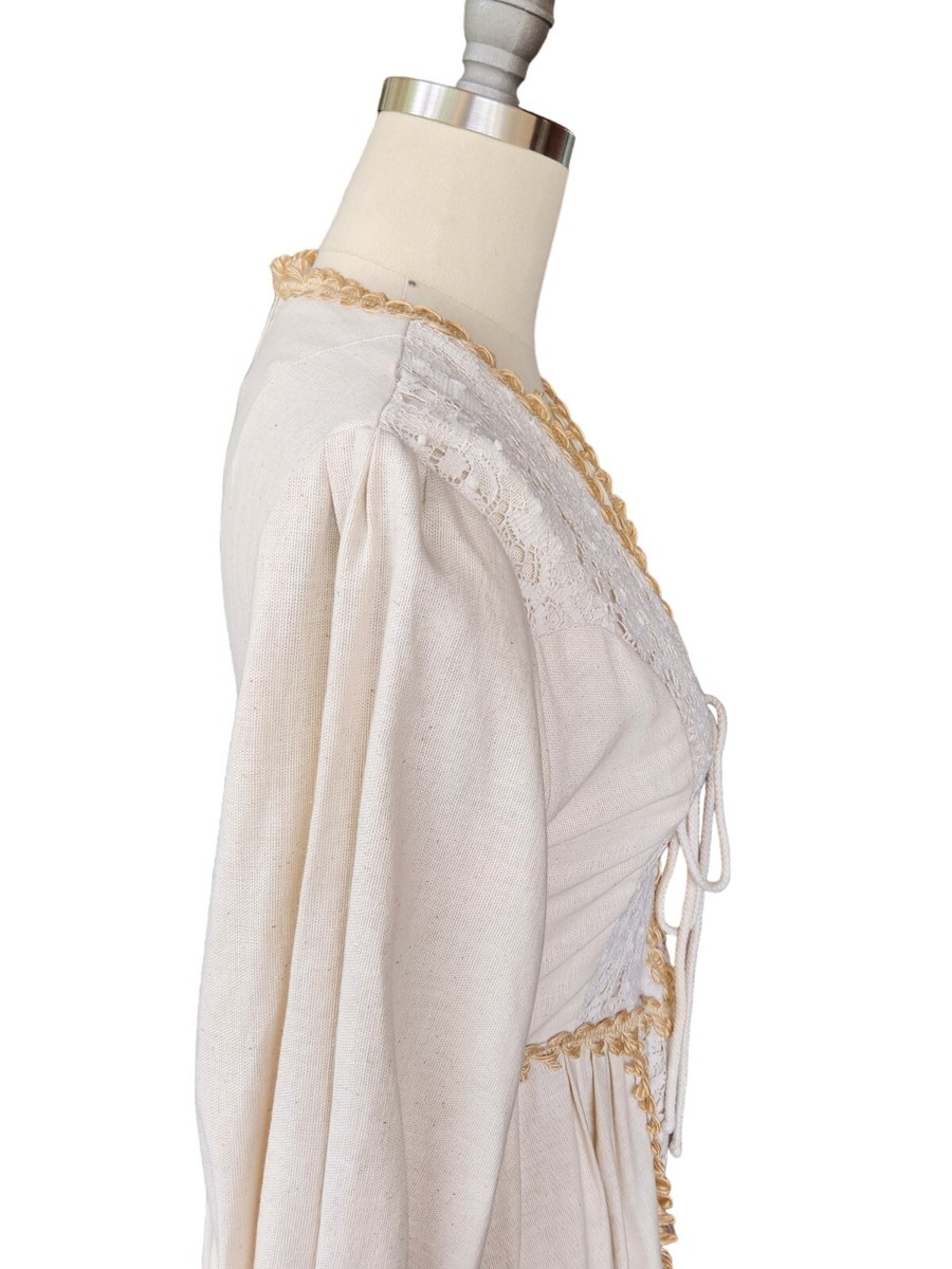 Vintage GUNNE SAX Black Label Burlap Lace Prairie Maxi Dress