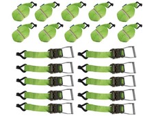Tie Down Cargo Ratchet Straps X10 (5T 50MM 8M Recovery Lashing Claw Hook Hi Vis)