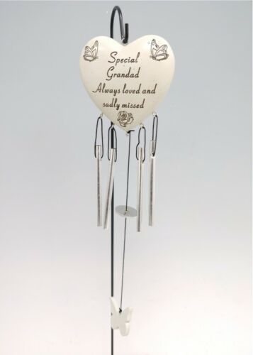 Heart Memorial Wind Chime Tribute Plaque Ornament Butterfly Flower Graveside - Picture 3 of 13