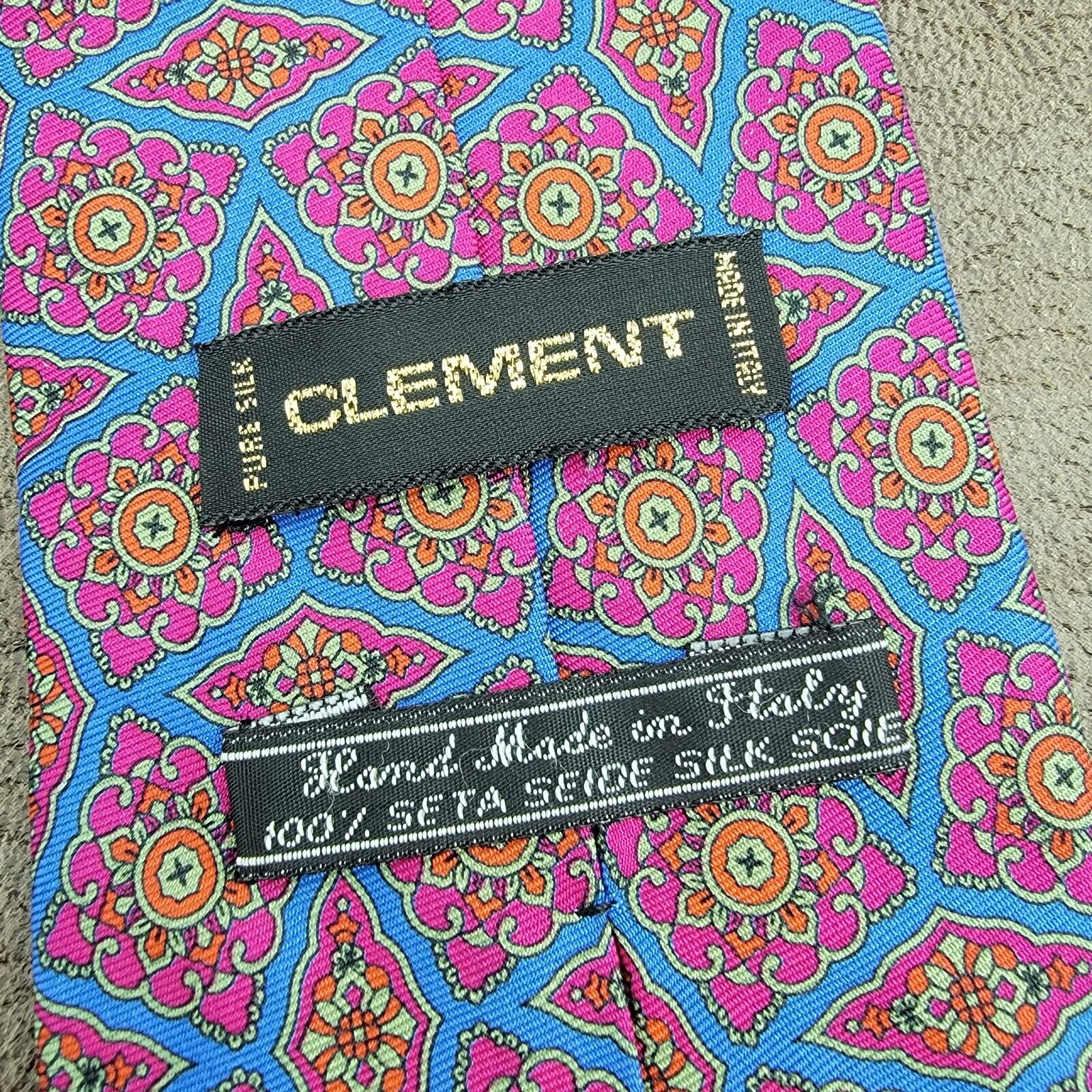 Clement Mens Necktie 56x3.75 Square Floral Motif … - image 3