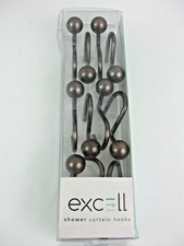 Shower Curtain Hooks Heavy Weight Metal Bronze Round Balls Excell Set Of 11