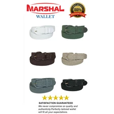 7001 Men's New Leather Covered Buckle Woven Elastic Stretch Belt 1-1/4"  Unisex