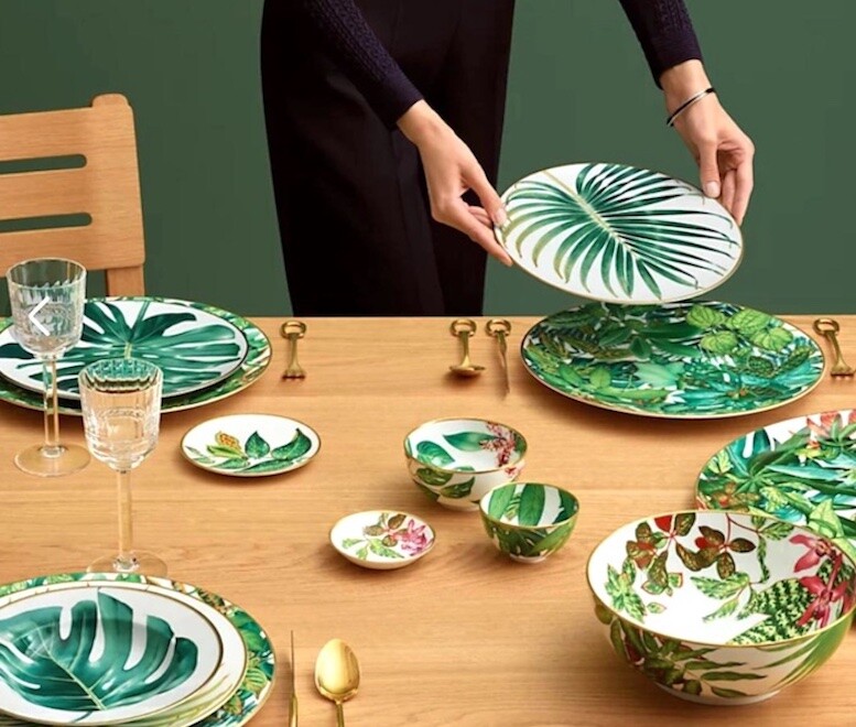 Hermes Passifolia Sarving Plate Green Botanical Tableware Hermes Passifolia Sarving Plate Green Botanical Tableware