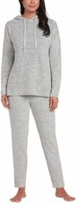 Max  Mia Women's 2 Piece Hooded Live In Lounge Pajama Set Heather Gray Size XS
