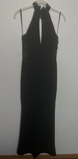 Windsor Small Lace Halter Maxi Dress Black Plunging Neck Cut Out Back Slit