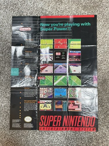 1991 Super Nintendo Entertainment System (SNES) 20" x 27" How To Poster - Folded