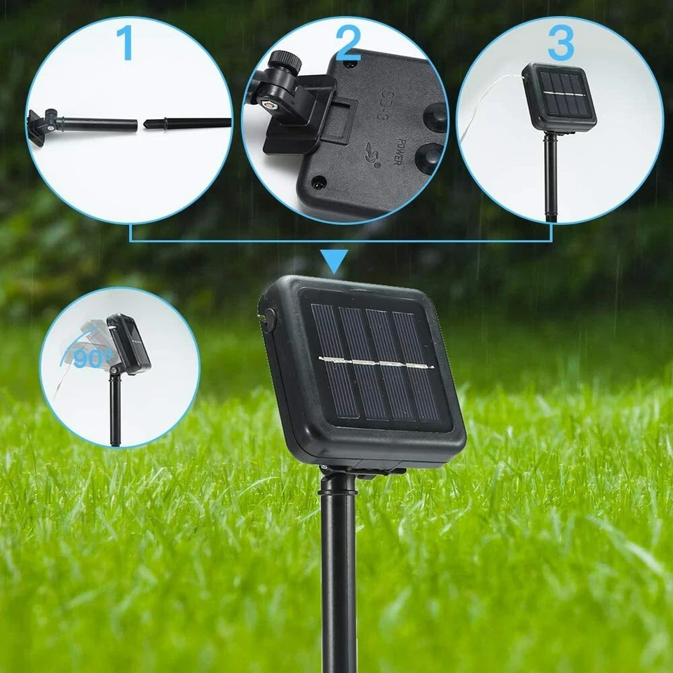 Solar LED Powered Fairy String Rope Strip Lights Waterproof Outdoor Garden Patio - Image 2 of 4