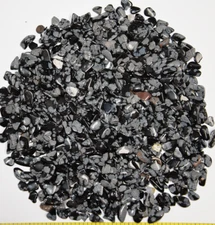 OBSIDIAN SNOWFLAKE XX-Small (6-10mm) polished volcanic glass.  1/2 lb bulk