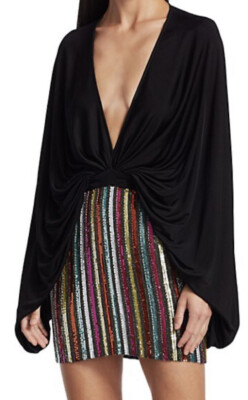 amen sequin dress AMEN Striped Dress Sequin Mini Draped Sz 40 US 4/6 $1100