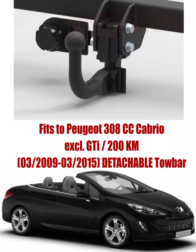 DETACHABLE Tow Bar For PEUGEOT 308 CC Cabrio 09 15 13 Pin Bypass
