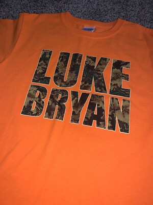 Luke Bryan Tour Shirt Youth Small Kids Bright Orange Camo