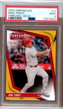 2022 PANINI CHRONICLES THREADS #17 MIKE TROUT GOLD SP /10 POP 1 PSA 9 MINT NONE^
