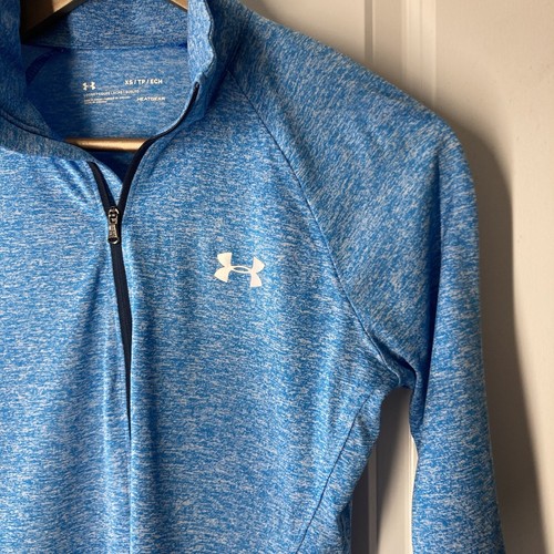 UA UNDER ARMOUR womens XS extra small dri fit pullover blue shirt top running - Picture 4 of 6