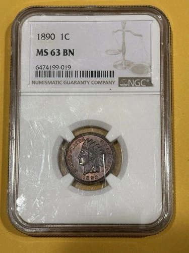 1890 NGC Graded MS63 RB Indian Head Cent